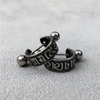 Khuyên Tai Dây Xoắn Bằng Thép Titan Khắc Chữ True Words Thời Trang Punk Cá Tính Kèm Phụ Kiện