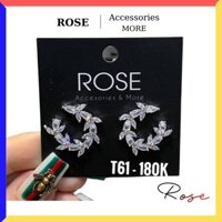 Khuyên Tai Đính Đá Cao Cấp Bạc 925 Khuyên Tai Nữ Thời Trang ROSE T61