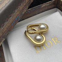 Khuyên Tai Đính Hạt Ngọc Trai Họa Tiết Chữ Dior Thời Trang