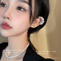 Khuyên tai hoa kim cương đầy đủ, kẹp tai không xỏ lỗ, trang sức tai cao cấp