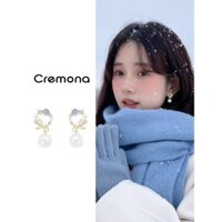 Khuyên tai kẹp hình cuộn muỗi phong cách ngọc trai, cảm giác sang trọng nhẹ nhàng, khuyên tai không xỏ lỗ, trang sức tai mùa đông độc đáo Pháp