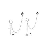 Khuyên tai kẹp vành gắn ngôi sao  chữ thập độc đáo - A