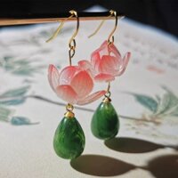 Khuyên Tai Kẹp Vành Tai Hình Hoa Sen Phong Cách Trung Quốc