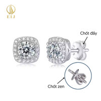 Khuyên tai kim cương Moissanite 7mm nụ xi bạch kim kiểm định GRA, đơn giản thanh lịch-EIJ  E 2405