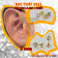 Khuyên tai nam Bạc 925 nụ tròn Mạ Vàng 18K Sói Tuyết | STJ (Hoa tai nam nữ - Bông tai nam bạc thật S925 Unisex) V06