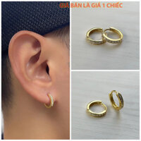 Khuyên tai nam chuẩn Bạc 925 Xi Vàng 18K - Bông tai, hoa tai Bạc S925 nam nữ (Unisex) Khuyên tròn đính đá đẹp giá rẻ M41