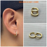 Khuyên tai nam chuẩn Bạc 925 Xi Vàng 18K - Bông tai, hoa tai Bạc S925 nam nữ (Unisex) Khuyên tròn đính đá đẹp giá rẻ M26