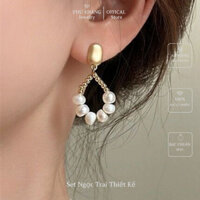 Khuyên Tai Ngọc Trai PHU KHANG JEWELRY&GEMSTONE, Thiết Kế Phong Cách Pháp, Chất Liệu Bạc 925 Mạ Vàng Cho Nữ