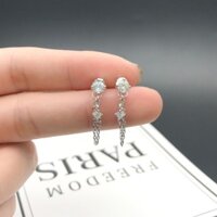 Khuyên tai nữ bạc 925 Ula jewelry khuyên tai sợi vòng JunJin KT038