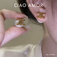 Khuyên tai nữ, Bông tai nữ chữ X ngọc sau sang trọng Trang sức Ciao Amor - KT1298