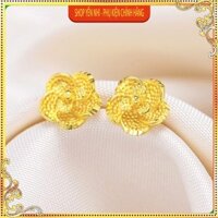 Khuyên Tai Nữ 🍎FREESHIP🍎 Bông Tai Mạ Vàng 24K, Thiết Kế Hoa Hồng Cổ Điển Sang Trọng