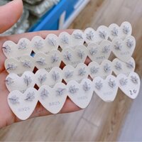 Khuyên tai nụ hồ ly, pha Lê đen trắng, đinh, oliu, đinh bạc thật mạ vàng trắng tròn vuông sao