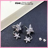 Khuyên Tai Nữ Pink Jewelry, Bông Tai Cài Cánh Hoa Double Butterfly Bạc 925 Tinh Xảo PJKT07