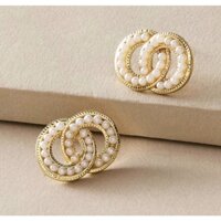 Khuyên tai nữ xoắn ngọc trai nhân tạo