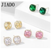 Khuyên Tai Pha Lê Hình Vuông Màu Trắng / Vàng / Hồng / Bạc Đính Đá Zircon G11111