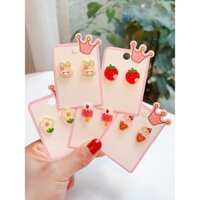 Khuyên tai trẻ em, kẹp tai dễ thương chống đau cho bé, phụ kiện hoạt hình công chúa, quà tặng cho bé gái, trang sức tai không xỏ lỗ, giọt tai