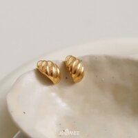 Khuyên tai tròn Croissant Hoops JESMEE mạ vàng 18K xoắn bản bánh sừng bò pháp - E6584