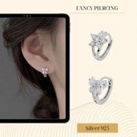 Khuyên Tai Vòng Bạc 925 Mạ Bạch Kim