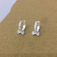 Khuyên tai vòng gắn đá đính nơ đá nhân tạo khoá bấm bạc ta