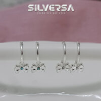 Khuyên Tòng Teng Cho Bé Gái Mặt Nơ Đính Đá Nhỏ Xinh Lấp Lánh, Khuyên Tai Trẻ Em Bạc 925 SILVERSA E35