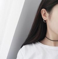 KHUYÊN TRÒN TRƠN, loại DÀY chuẩn, titan không gỉ, unisex, bông tai nam - Bạc - 14mm