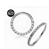 khuyên vòng TITAN G23 bản mỏng đính đá cao cấp