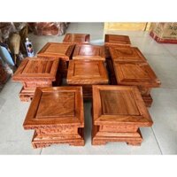 Kỉ đục vuông chạm hoa sen, đôn đế gỗ hương đế vuông chân loa kê đồ nặng cao 20cm - mặt nhiều cỡ