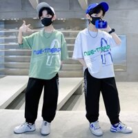 Kích Thước 120-170 Bộ Quần Áo Thể Thao Thời Trang Cho Bé Trai 5-12 Tuổi Áo Thun Big A Quần Dài 2 Chiếc Phù Hợp Với