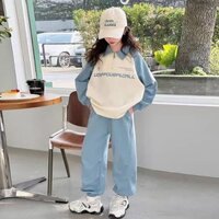 Kích Thước 120-170 Hàng Mới Về Hợp Thời Trang Cổ Áo Cho Bé Gái Bộ Quần Rời Mùa Xuân Dạo Phố Trang Phục