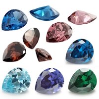 Kích thước 3x5mm ~ 10x12mm 5A Pear Cut Green, Blue, Tanzanite Color, Sea Blue, Dark Sea Blue, Coffee Color, Rhodolite Color CZ Stone Loose Cubic Zirconia Đá quý tổng hợp để làm đồ trang sức