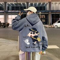 Kích thước cộng thêm m-8xl hàn quốc man comic crayon shin-chan in hoodie oversize lỏng dài tay áo len có mũ trùm đầu cho học sinh mùa thu quần áo tình nhân áo khoác ngoài unisex giảm giá off-season