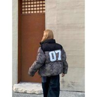 Kích thước lớn áo khoác chống lạnh ấm áo khoác mùa đông phong cách Hàn cặp đôi ngụy trang khâu cổ đứng áo khoác đệm bông áo khoác mùa đông dày dặn áo khoác giữ ấm cho nữ áo khoác bông chần bông kiểu Mỹ áo khoác bánh mì