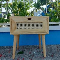 [KID080] - Kệ tủ đầu giường mây mắt cáo, kệ gỗ decor phòng ngủ