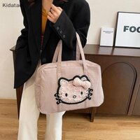 Kidatao Dễ Thương Retro Da Báo Hello Kitty Cầm Tay Túi Đi Làm Nữ Tính Ngọt Ngào Dung Tích Lớn Túi Tote Đeo Vai Túi Bảo Quản Quà Tặng Sinh Nhật Mới