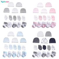 Kiddiezoom 15 Miếng Mũ Cotton Sơ Sinh + Găng Tay + Tất Combo Sản Phẩm Cho Bé Phụ Kiện Bộ Găng Tay Bé Màu Trơn