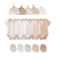 Kiddiezoom 15pcs / Set Baby Short Sleeve Bodysuit Cotton Găng tay co giãn găng tay Trẻ sơ sinh cho bé trai bé gái phù hợp