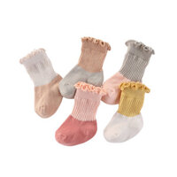 Kiddiezoom 5 Đôi Bốn Mùa 0-5T Bé Trai Bé Gái Giữa Bắp Chân Tất Cotton Mềm Mại Phụ Kiện Cho Bé