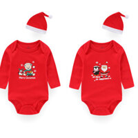 Kiddiezoom Trang Phục Giáng Sinh Dài Tay Body Mũ Dễ Thương Sơ Sinh Áo liền quần Pyjama Quà Tặng