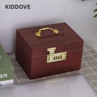 Kiddove Heo Đất Tổ Chức, Hộp An Toàn Có Khóa Kết Hợp Hộp Bảo Quản Kho Báu, Bình Đựng Tiền Bền Phong Cách Vintage Hộp Ngực Kho Báu Bằng Gỗ