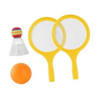 Kids Badminton Tennis Set Badminton Racket with Ball and Badminton Shuttlecock, Double Sports Durable Tennis Racquets Set for Boys, Girls - Yellow