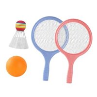 Kids Badminton Tennis Set Badminton Racket with Ball and Badminton Shuttlecock, Double Sports Durable Tennis Racquets Set for Boys, Girls - Blue Pink