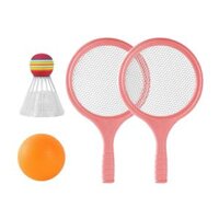 Kids Badminton Tennis Set Badminton Racket with Ball and Badminton Shuttlecock, Double Sports Durable Tennis Racquets Set for Boys, Girls - Pink