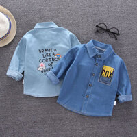 Kids Denim Shirt Boy Girl Cartoon Casual Long Sleeve Shirt