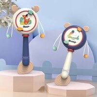 Kids Fitness Trống Lục lạc Hoa văn hoạt hình Bộ gõ Giáo dục cầm tay Đồ chơi trống lắc cho trẻ sơ sinh