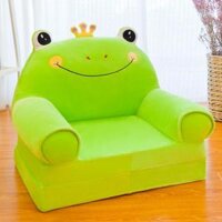 Kids Foldable Sofa Chair Children Cartoon Lounger Bed Slipcover Blue Bear - Green Frog
