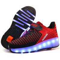 Kids LED USB Charging Roller Skate Shoes with Wheel Shoes Light up Roller Shoes Rechargeable Roller Sneakers for Girls Boys Children