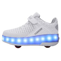 Kids LED USB Charging Roller Skate Shoes with Wheel Shoes Light up Roller Shoes Rechargeable Roller Sneakers for Girls Boys Children