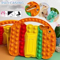 Kids Safe Cute Cartoon 3D Silicone Hambergur Dinosaur Biscuit Bear Food Pattern With Lanyard Silicone POP IT Tablet Cover Case for iPad mini Air Pro 1 2 3 4 5 6 7 8 9 7th 8th 9th gen 9.7 10.2 10.5 10.9 11 inch 2017 2018 2019 2020 2021 2022