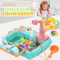 Kids Sink with Running Water, Play Sink with Automatic Water Cycle System,Fishing Game,Dish Rack and Play Food, Pretend Play Toddler Sink Toy Dishwasher for Boys Girls Toddlers 1-3