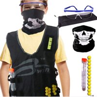Kids Tactical Vest Kit for Nerf Guns Series, with 12 Darts, 12-Darts Quick Reload Clip, Protective Glasses, Kids Nerf Vest Toys for 8 - 18 Year Boys